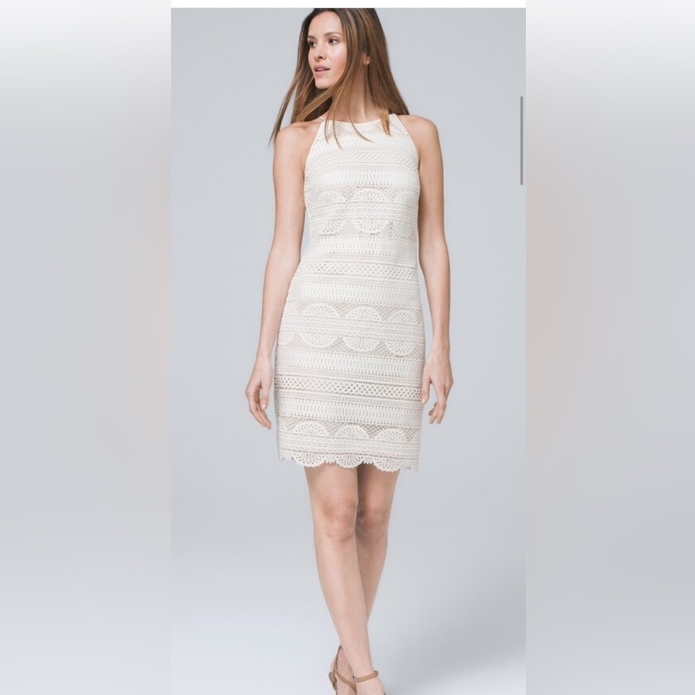 🌻WHBM White Lace Shift Dress